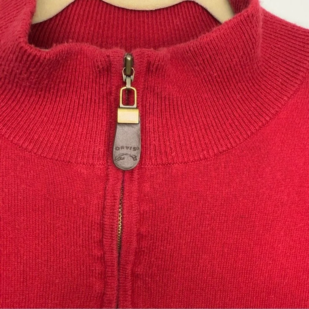 Orvis Men's Red Long Sleeve Quarter‎ Zip Cashmere Blend Pullover Size Large
